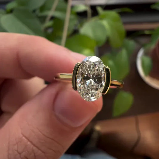 1.50ct oval lab grown diamond engagement ring, bezel setting, IGI certified, ethical diamond, solitaire wedding ring, luxury bridal fine jewelry gold ring