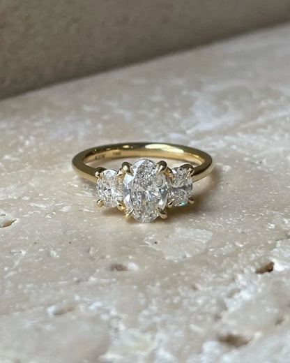 1.50ct oval lab grown diamond trio ring, three stone engagement ring wedding set, classic bridal promise ring anniversary gift for her fine jewelry