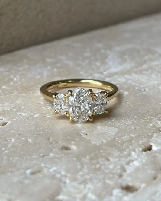 1.50ct oval lab grown diamond trio ring, three stone engagement ring wedding set, classic bridal promise ring anniversary gift for her fine jewelry