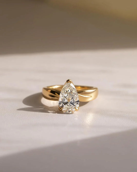 Pear cut lab grown diamond ring, 1.50ct engagement ring, three claw solitaire, minimalist bridal ring, promise ring, wedding gift for women