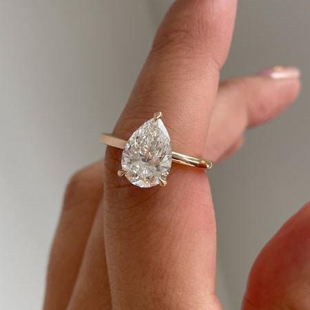Pear diamond solitaire ring, lab grown engagement ring, 1.50ct IGI certified diamond, elegant wedding ring, promise gift for her