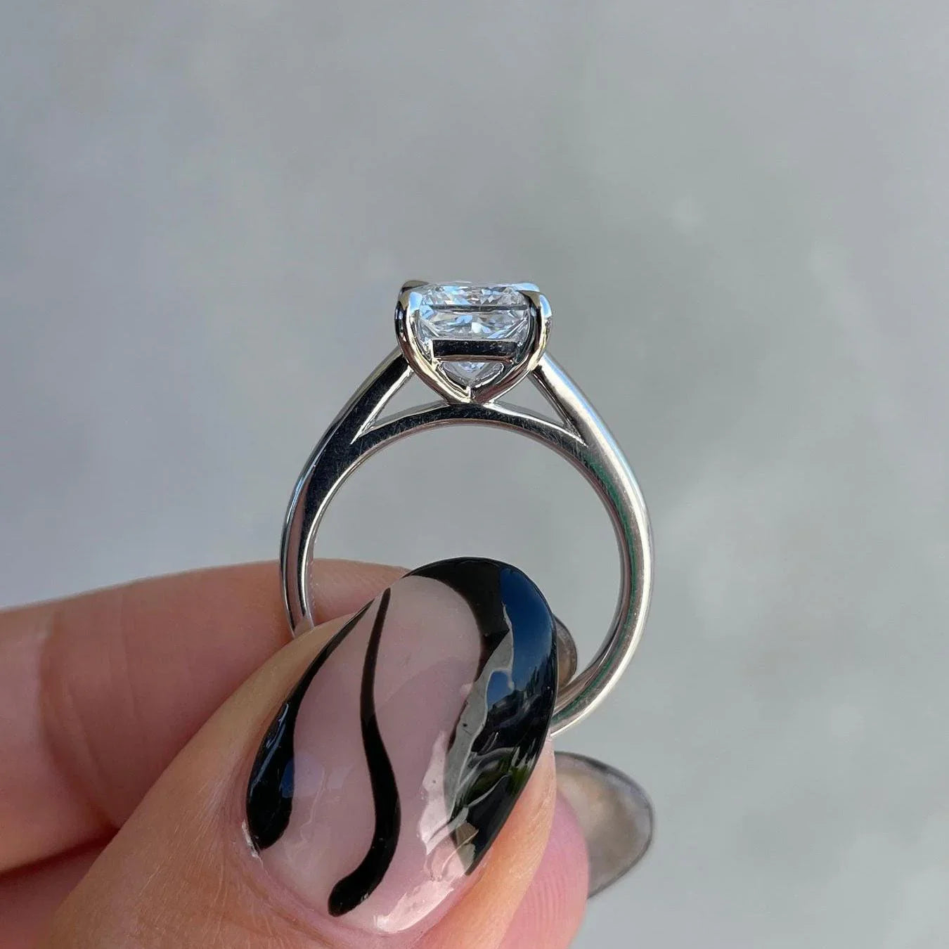 Princess cut solitaire diamond ring, lab grown engagement ring, 1.50ct IGI certified bridal ring, elegant wedding jewelry