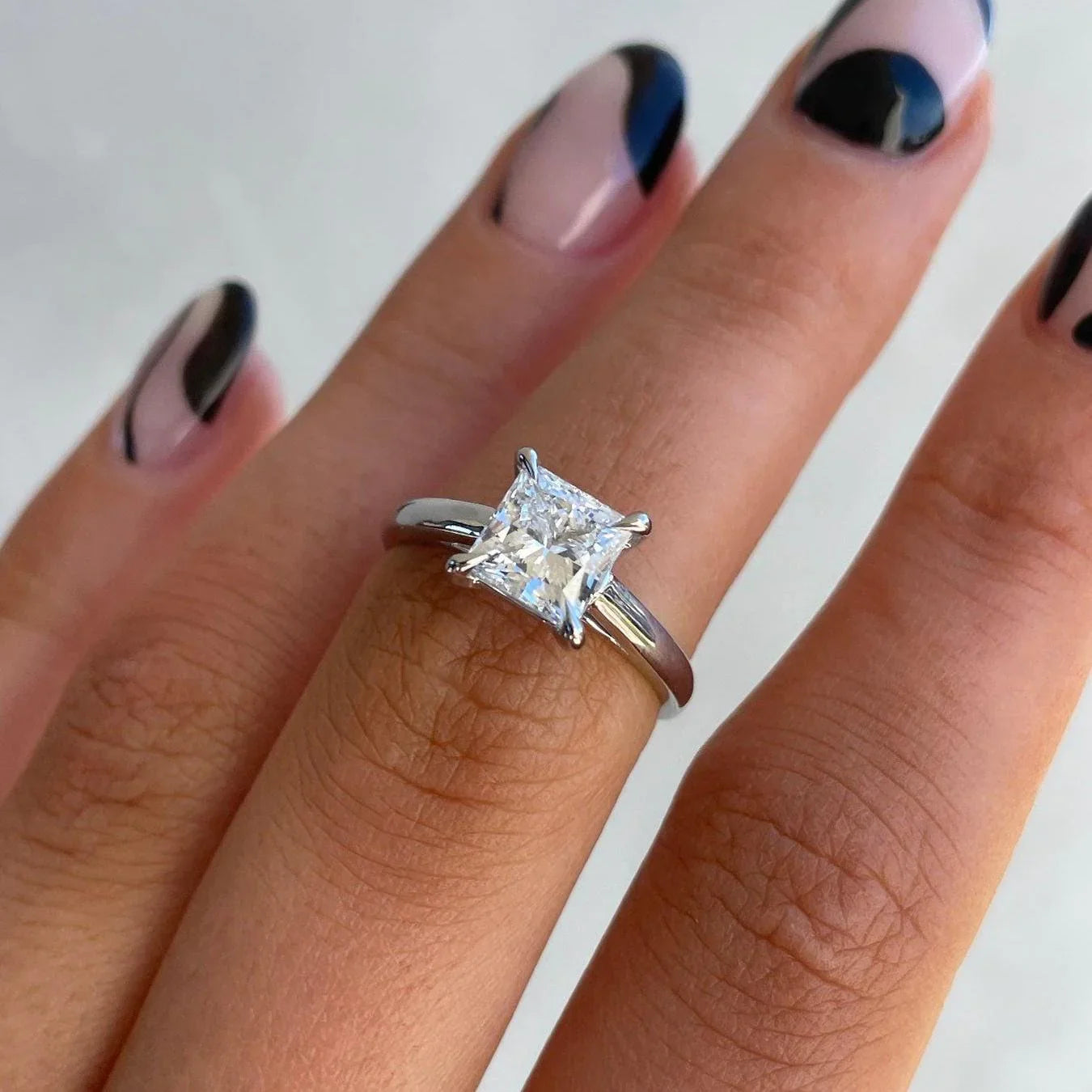 Minimalist princess diamond engagement ring, 1.50ct lab grown solitaire ring, IGI certified jewelry, promise ring for women