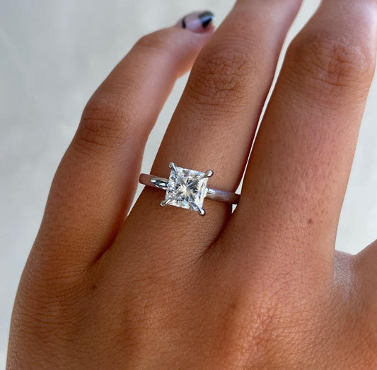 1.50ct princess cut lab grown diamond ring, solitaire engagement ring, IGI certified bridal jewelry, wedding gift for women
