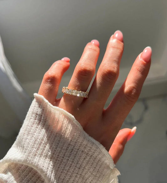 1.50ct radiant cut lab grown diamond eternity band, full eternity wedding ring, bridal jewelry, anniversary gift for women