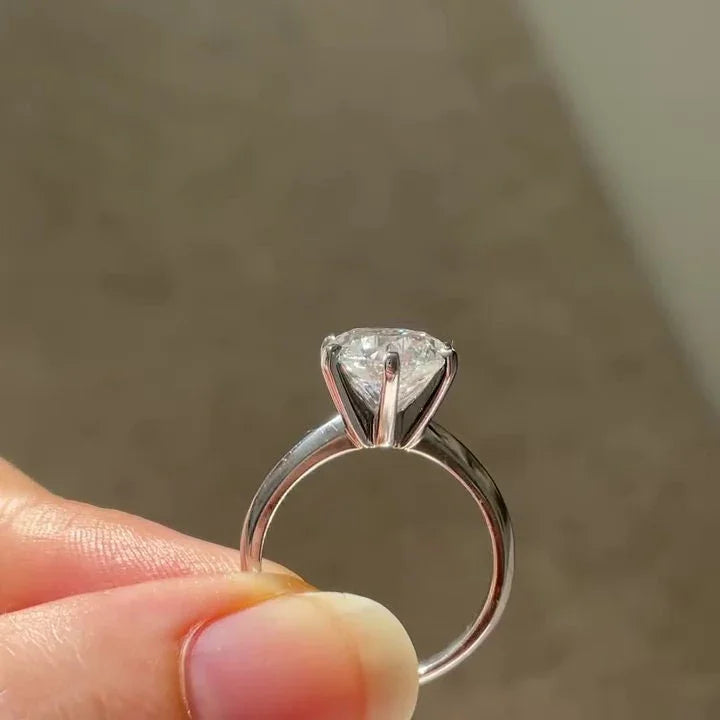 Minimalist round diamond engagement ring, 1.50ct lab grown solitaire ring, 6-prong setting, IGI certified gift for her