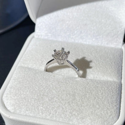 Round solitaire diamond ring, lab grown engagement ring, 1.50ct IGI certified heart claw bridal jewelry for women