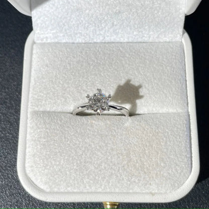Minimalist round diamond engagement ring, 1.50ct lab grown solitaire ring, heart claw setting, promise gift for her