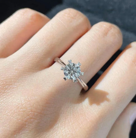1.50ct round lab grown diamond ring, six heart claw engagement ring, IGI certified solitaire bridal jewelry for women