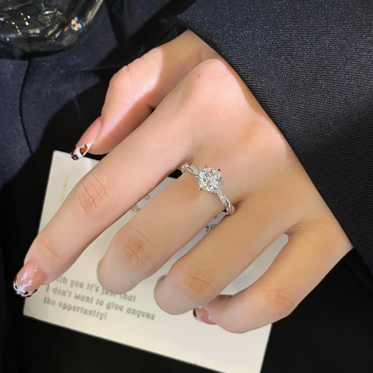 1.50ct round lab grown diamond ring, twisted pavé engagement ring, IGI certified bridal jewelry, wedding gift for women