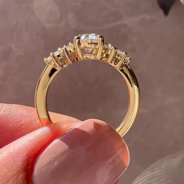 1.50TCW Oval Lab Grown Diamond Engagement Ring | Marquise Side Stones Setting | IGI Certified 