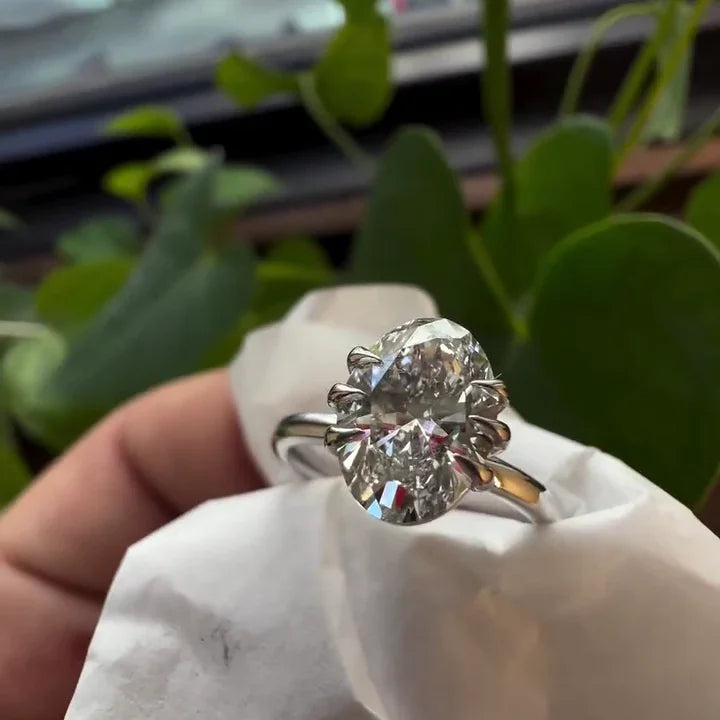 Oval solitaire diamond ring, lab grown engagement ring, 1.50TCW IGI certified bridal jewelry, promise gift for her