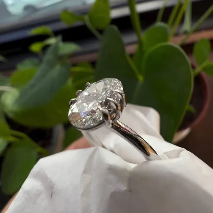 1.50TCW Oval Lab Grown Diamond Engagement Ring | Six-Prong Solitaire Setting | IGI Certified 