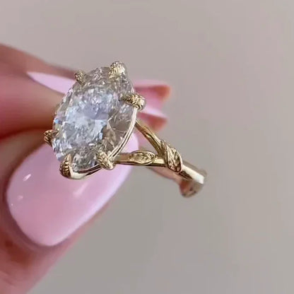 Oval lab grown diamond engagement ring, 1.50TCW split band solitaire setting, IGI certified wedding ring for her