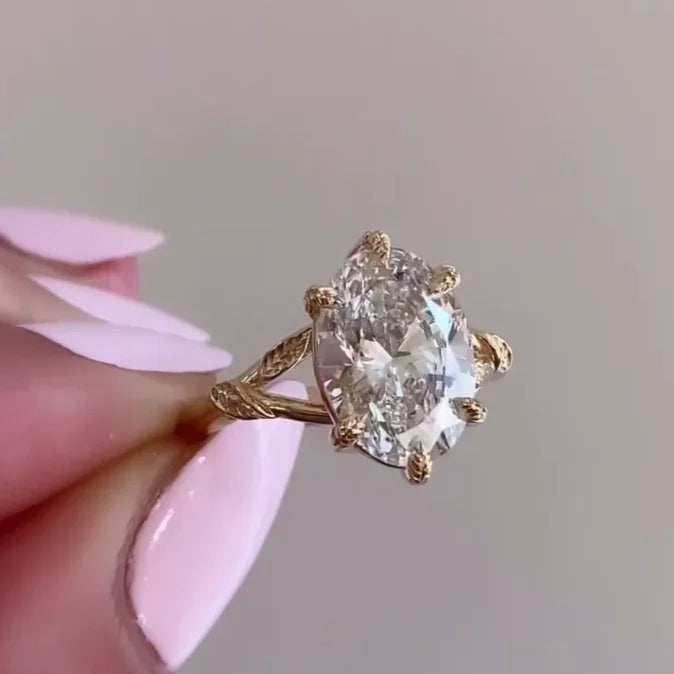 1.50TCW Oval Lab Grown Diamond Engagement Ring | Six-Prong Split Band Setting | IGI Certified 