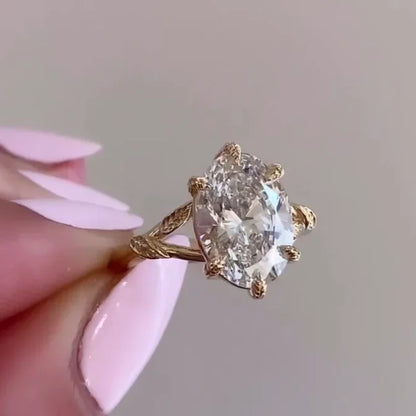 1.50TCW Oval Lab Grown Diamond Engagement Ring | Six-Prong Split Band Setting | IGI Certified 