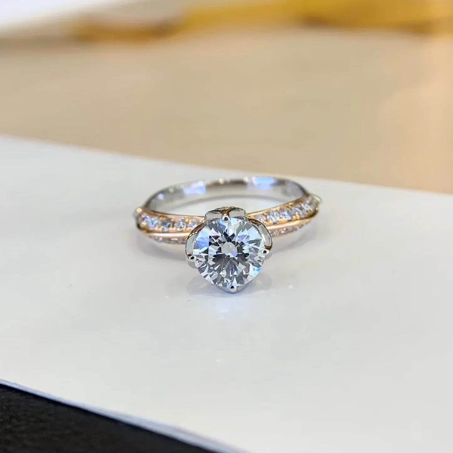 Round solitaire diamond engagement ring, lab grown 4-prong ring, 1.30 CT IGI certified bridal jewelry for her