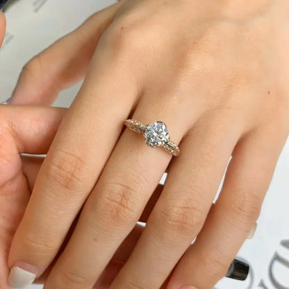 Minimalist round diamond engagement ring,  1.30 CT lab grown four-prong setting, elegant wedding jewelry women