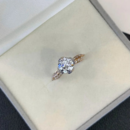 1.30 CT round lab grown diamond ring, unique 4-prong engagement ring, IGI certified bridal jewelry for women