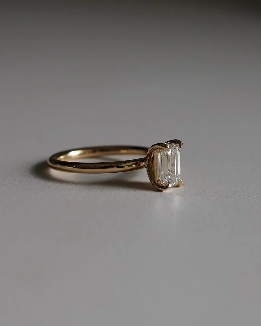 Emerald cut lab grown diamond engagement ring 1.5ct, solitaire ring, four prong setting, bridal jewelry, wedding band, anniversary gift for her