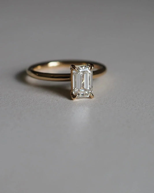 1.5ct emerald lab grown diamond ring, solitaire engagement ring, four claw setting, IGI certified, wedding ring, anniversary gift, promise ring