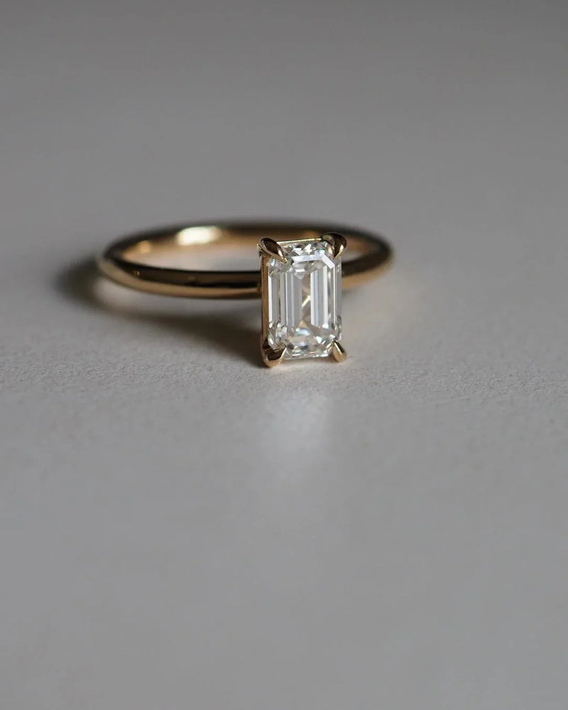 1.5ct Emerald Four Claw Solitaire Lab Grown Diamond Ring Engagement Ring for Her and Wedding ring, Surprise gift for her, Anniversary Ring
