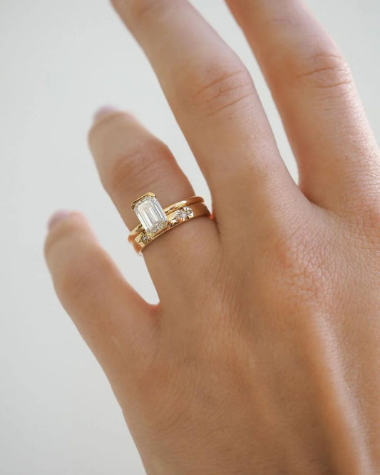 Emerald cut lab created diamond ring 1.5ct, solitaire engagement ring, wedding band for her, promise gift, bridal jewelry, anniversary ring