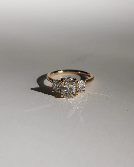 1.5ct oval cut lab grown diamond trio ring, engagement ring, wedding ring for her, anniversary gift, three stone bridal jewelry, luxury ring