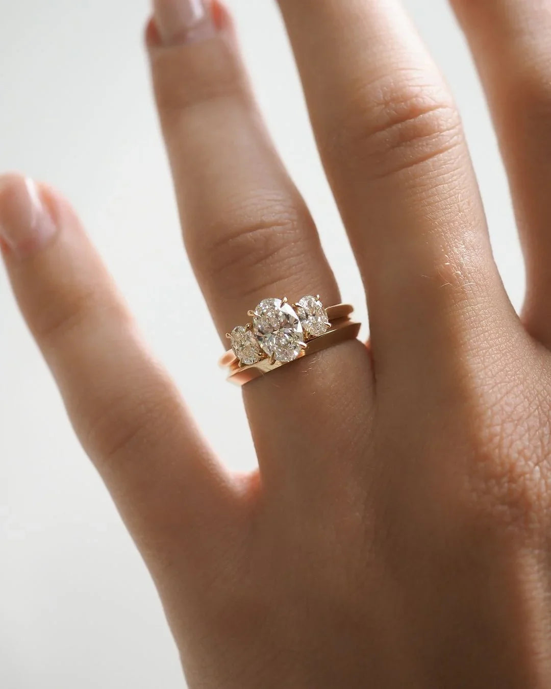 Oval cut lab created diamond trio ring 1.5ct, engagement ring for women, wedding jewelry, anniversary gift, elegant promise bridal ring