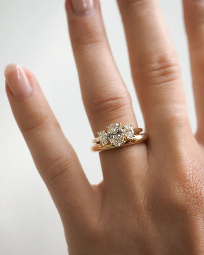 1.5ct Oval cut Trio Lab Grown Diamond Ring Classic Engagement Ring, Anniversary Gift and Promise Ring for Her 