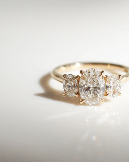 1.5ct Oval cut Trio Lab Grown Diamond Ring Classic Engagement Ring, Anniversary Gift and Promise Ring for Her 