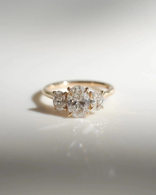 1.5ct oval trio diamond ring, oval side stone engagement ring, wedding ring for her, anniversary gift, bridal jewelry, luxury promise ring
