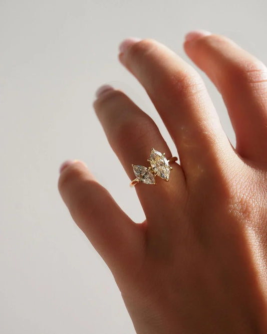Marquise cut lab created diamond Toi Et Moi ring 1.5tcw, engagement ring for women, wedding band, anniversary birthday gift for her