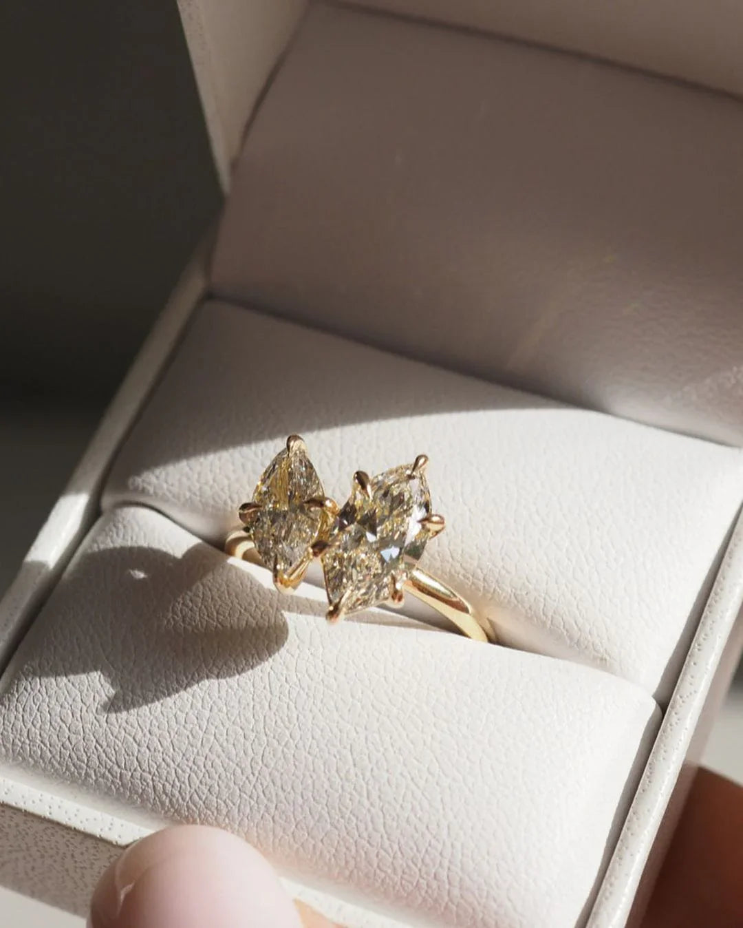 Marquise cut Toi Et Moi diamond ring for her, 1.5tcw lab grown engagement ring, wedding jewelry, birthday anniversary gift for wife