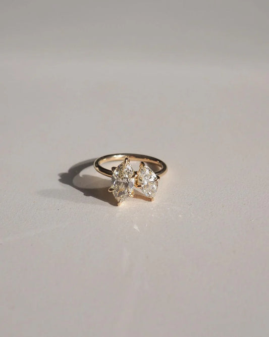 1.5tcw duet marquise lab grown diamond ring, Toi Et Moi engagement ring, wedding ring for her, birthday gift, bridal jewelry, luxury ring