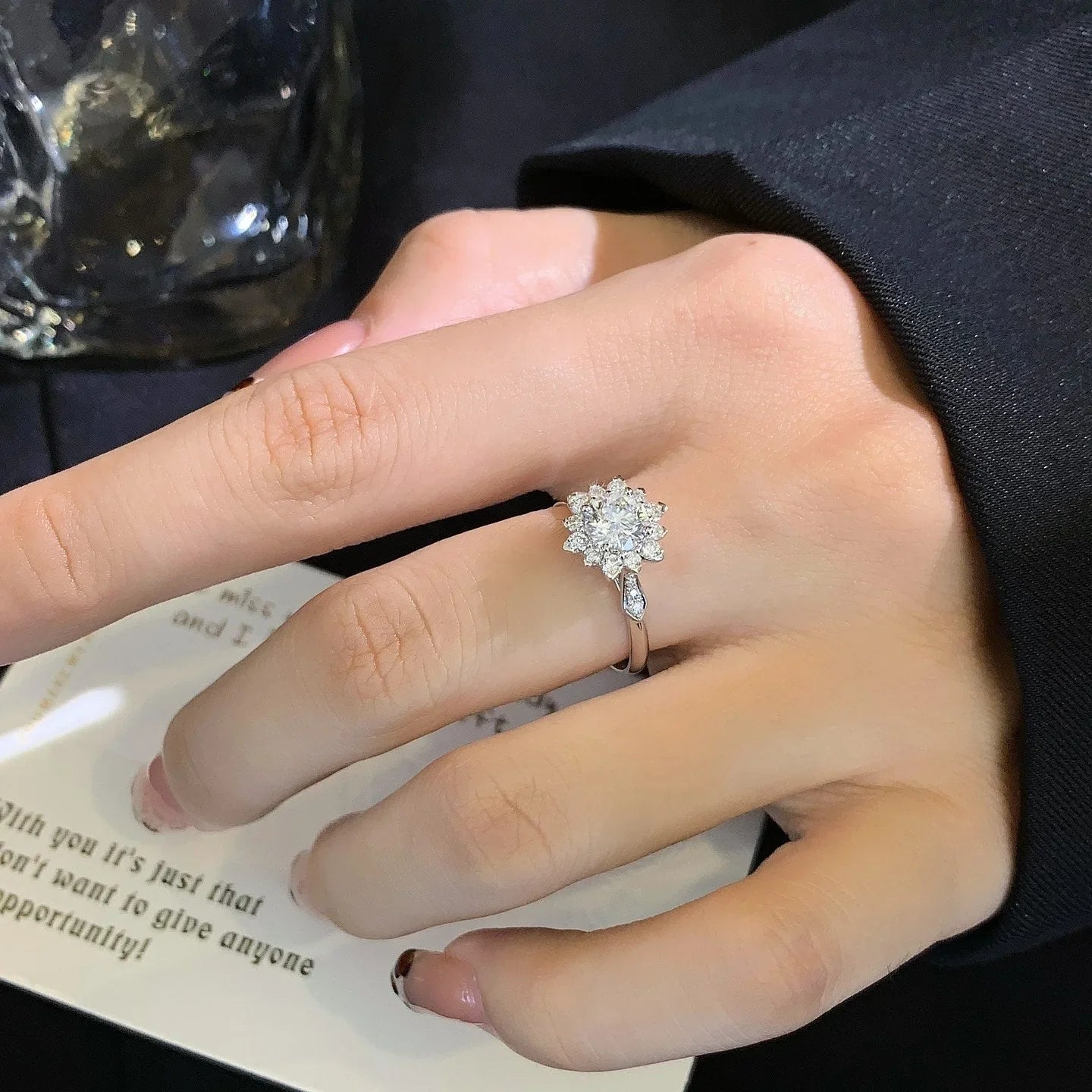 Round pavé halo diamond ring for women, 1.50 CT lab grown engagement ring, IGI certified luxury bridal jewelry, promise anniversary gift