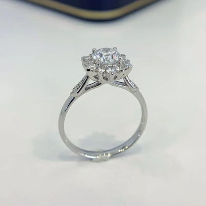 1.50 CT round solitaire lab grown diamond ring, pavé halo setting, IGI certified engagement ring, elegant wedding jewelry for her