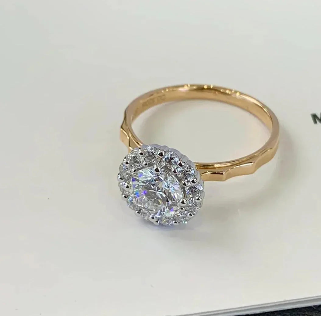 1.50 CT round solitaire lab grown diamond ring, pavé halo setting, IGI certified engagement ring, elegant wedding jewelry for her