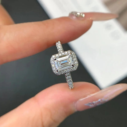 1.60TCW Emerald Lab Grown Diamond Engagement Ring | Halo Pavé Setting | IGI Certified 