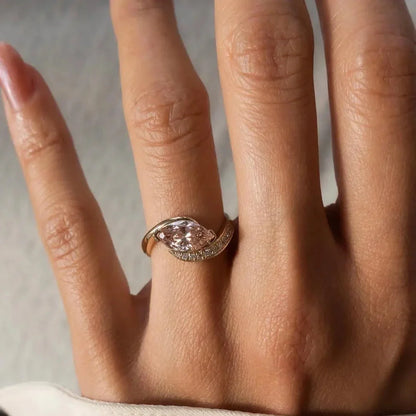 1.60TCW Fancy Pink Marquise Lab Grown Diamond Engagement Ring | Pavé Rapture Setting | IGI Certified 