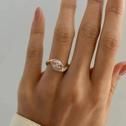 1.60TCW Fancy Pink Marquise Lab Grown Diamond Engagement Ring | Pavé Rapture Setting | IGI Certified 