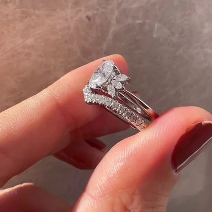 1.60TCW oval cut lab grown diamond engagement ring, marquise side setting, IGI certified bridal wedding ring, elegant promise jewelry