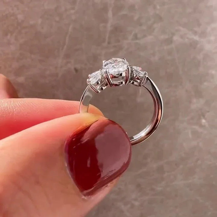 3.0ct oval lab grown diamond engagement ring marquise side stones setting IGI certified bridal wedding ring luxury jewelry gift for women