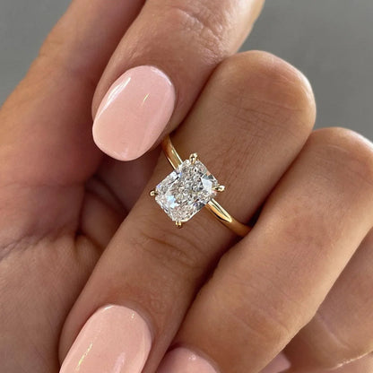 Radiant cut lab created diamond ring 1.50 CT, wave band engagement ring, IGI certified wedding band, anniversary promise jewelry