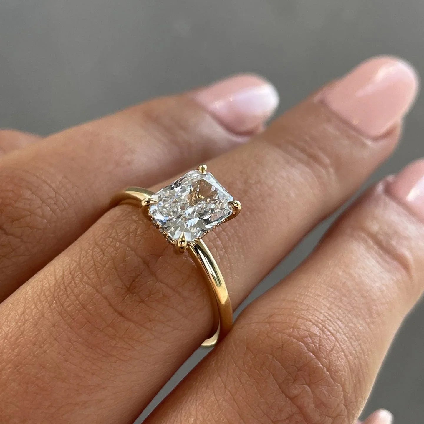 1.60TCW Radiant Lab Grown Diamond Engagement Ring | Wave Band Setting | IGI Certified 