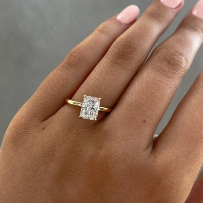 1.50 CT radiant lab grown diamond engagement ring, wave band setting, IGI certified, bridal wedding jewelry, luxury ring for her
