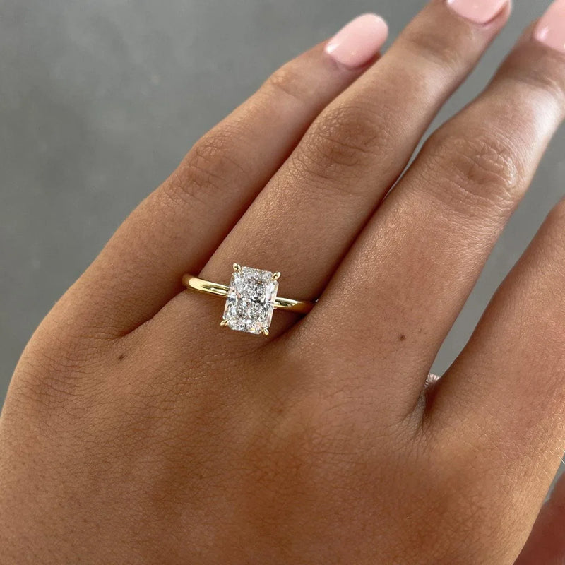 1.50CT Radiant Lab Grown Diamond Engagement Ring | Wave Band Setting | IGI Certified