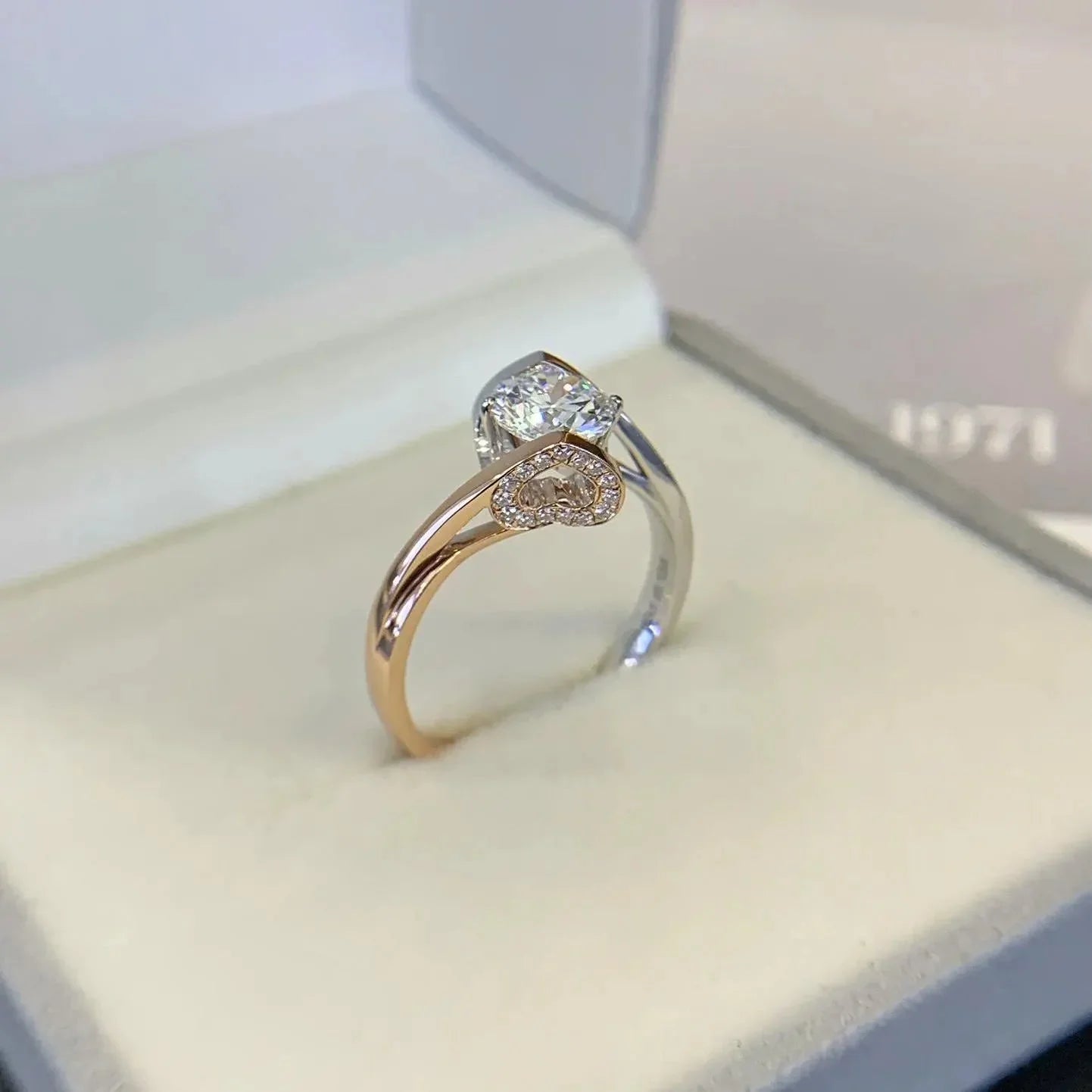 1.60TCW round solitaire lab grown diamond ring, two tone bypass setting, IGI certified bridal wedding jewelry, promise ring