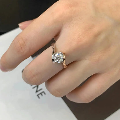 1.60TCW Round Lab Grown Diamond Engagement Ring | Bypass Band Two-Tone Setting | IGI Certified 