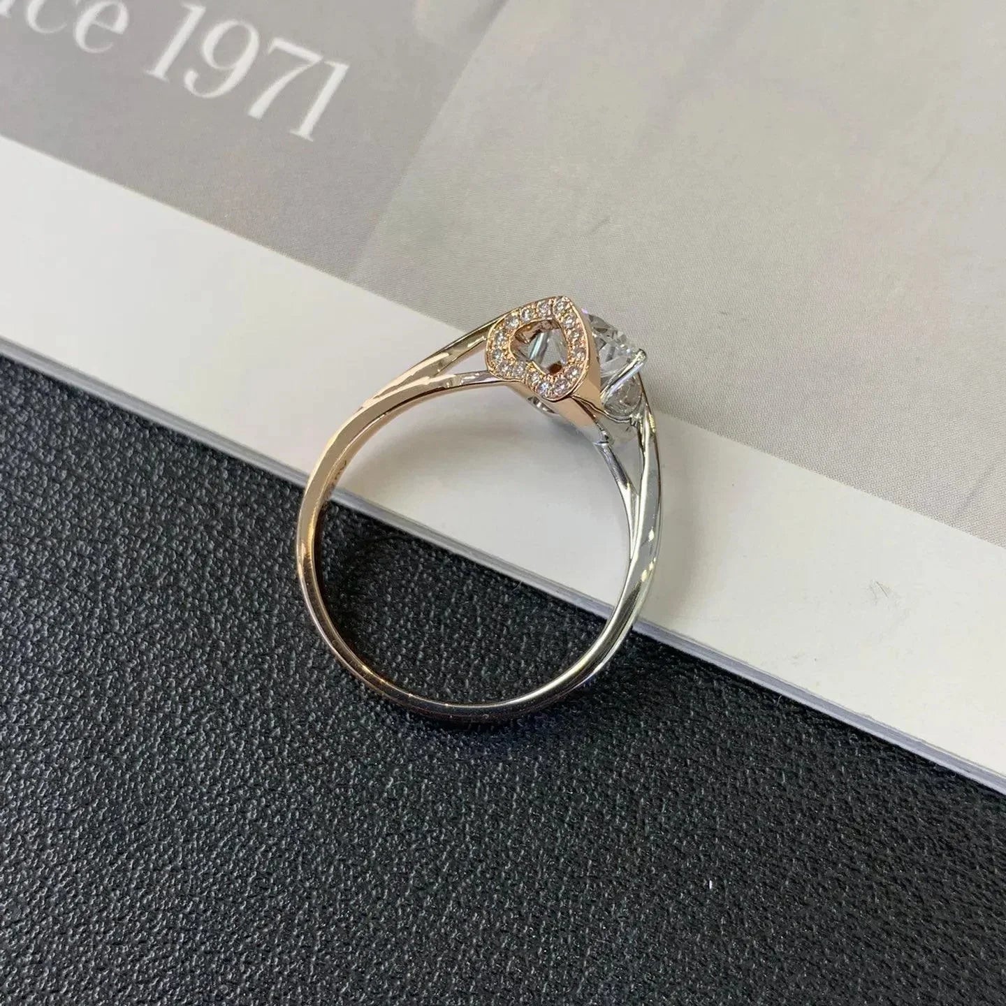 1.60TCW Round Lab Grown Diamond Engagement Ring | Bypass Band Two-Tone Setting | IGI Certified 